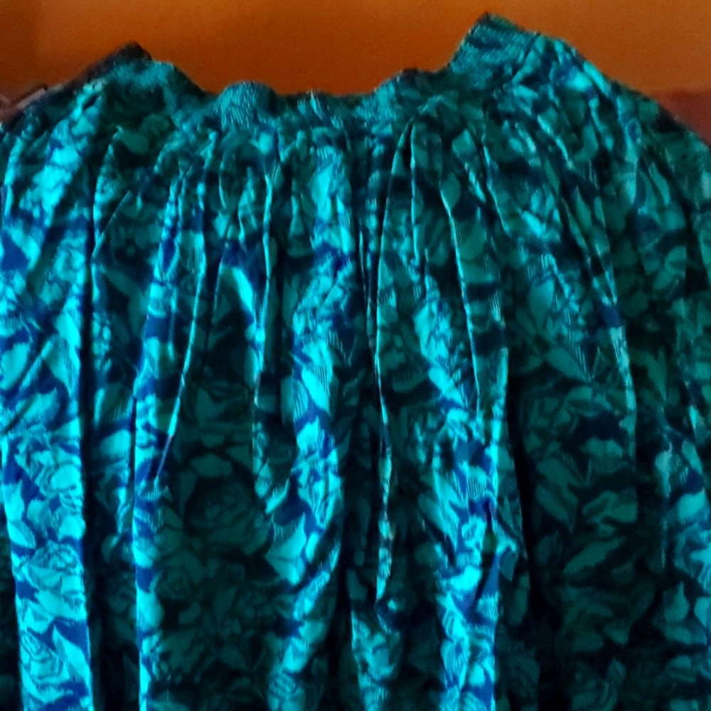 Vintage green and black floral skirt